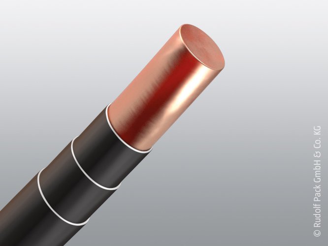 Kupferlitze mit schwarzer Textilummantelung im Anschnitt