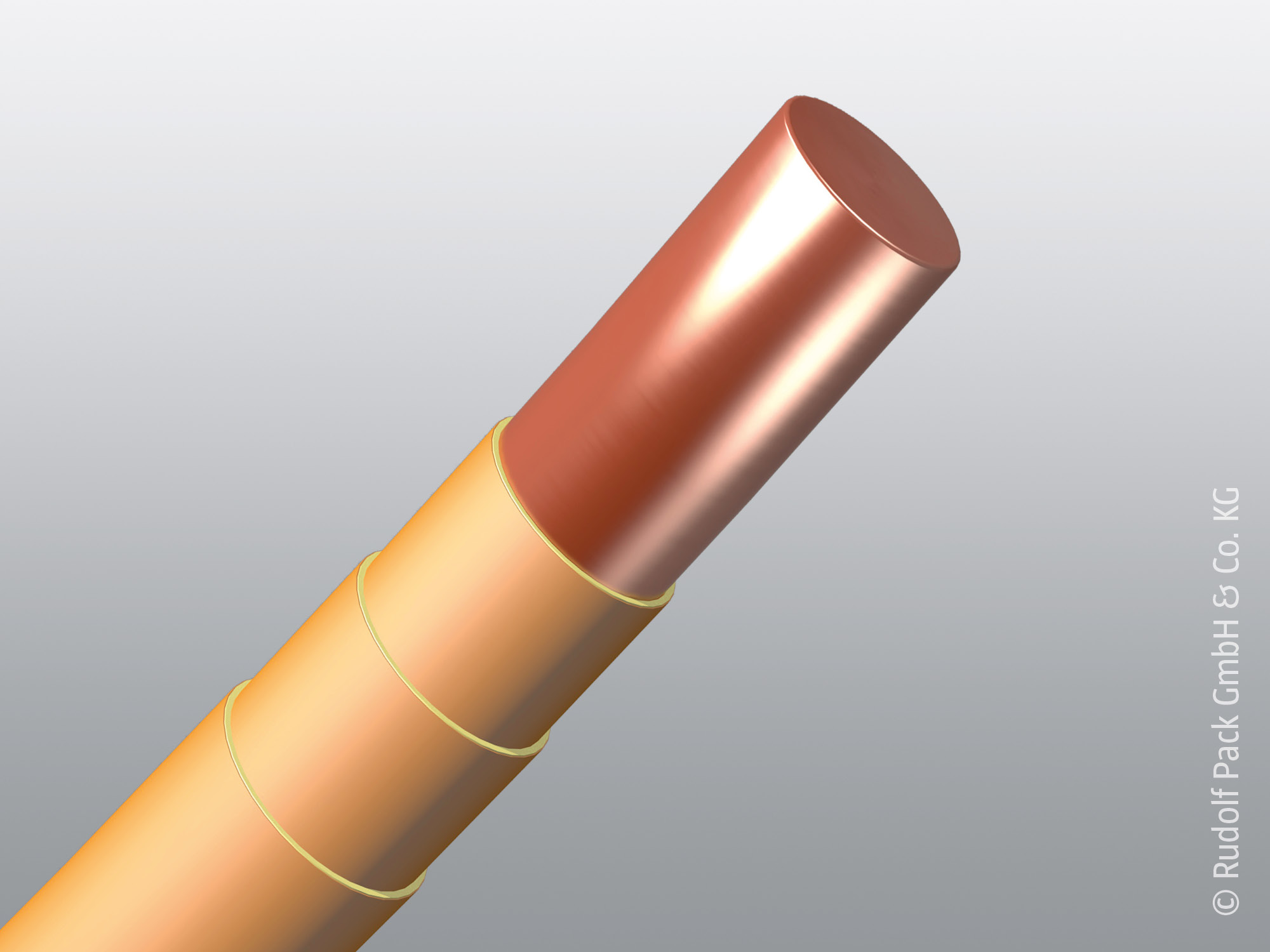 Zylindrischer Kupferleiter mit mehrschichtiger Ummantelung im schrägen Anschnitt