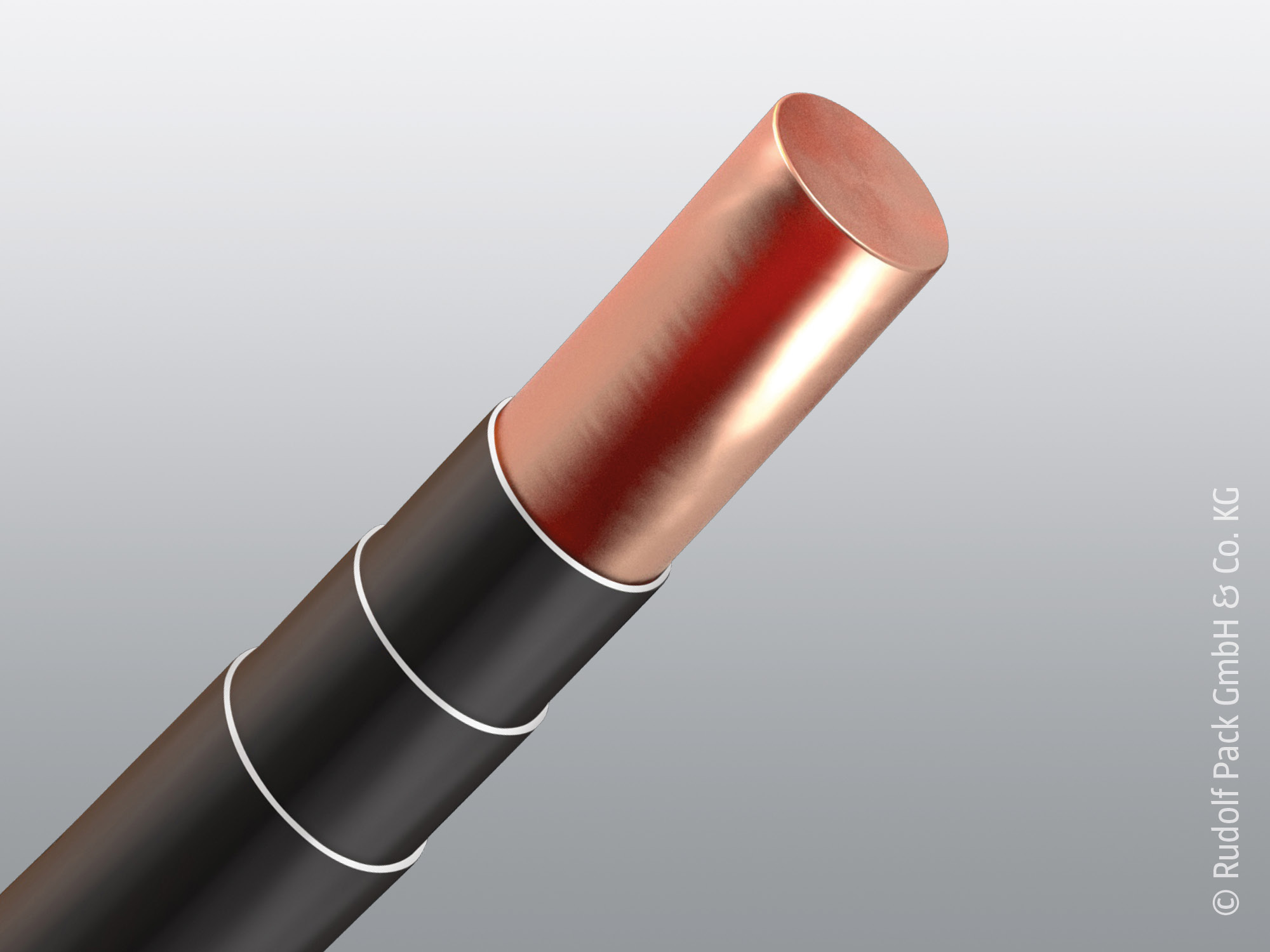 Kupferlitze mit schwarzer Textilummantelung im Anschnitt