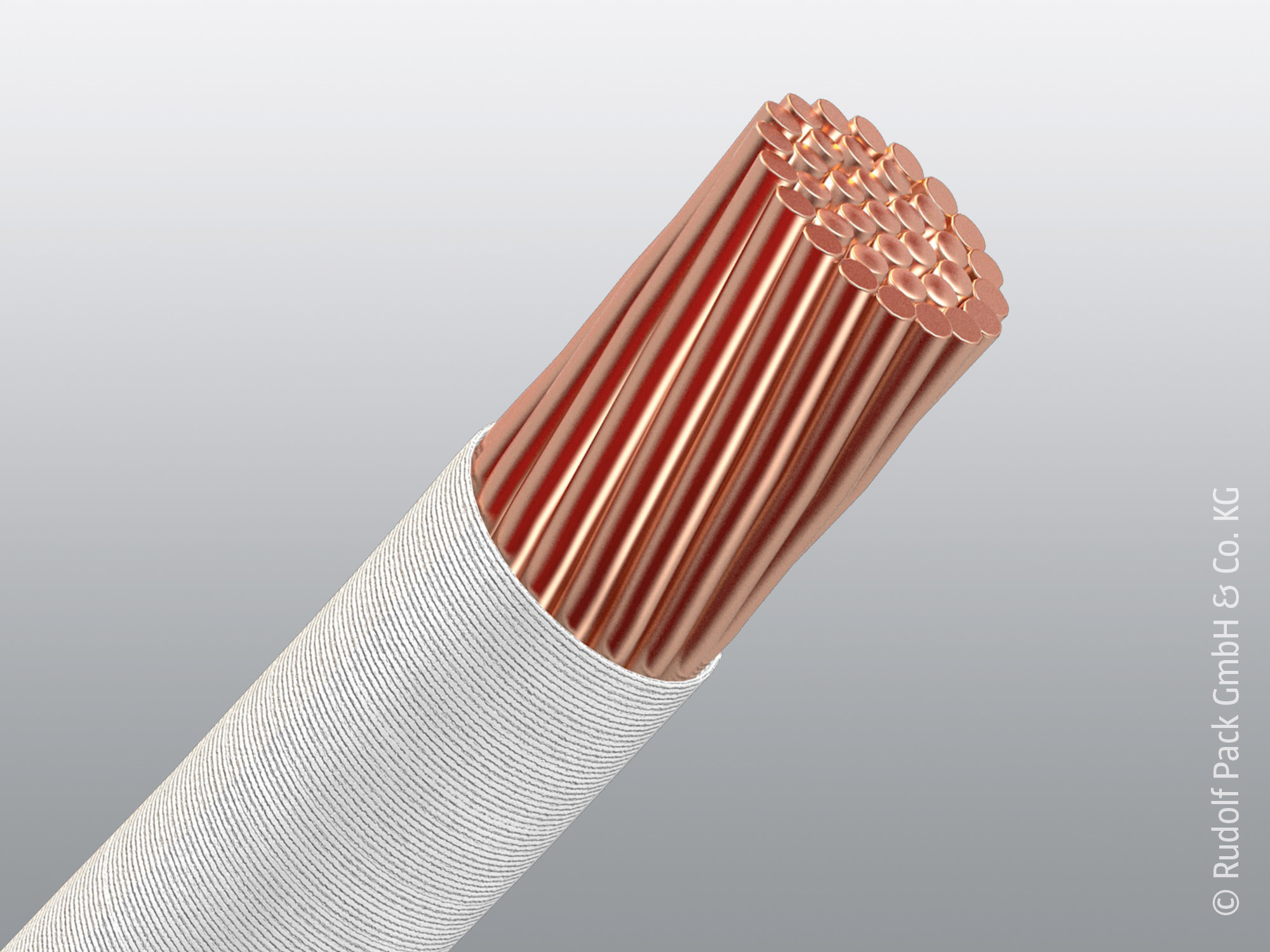 Kupferlitze Rupalit® Plus mit weißer Naturseide-Ummantelung, Detailansicht der Einzellitzen