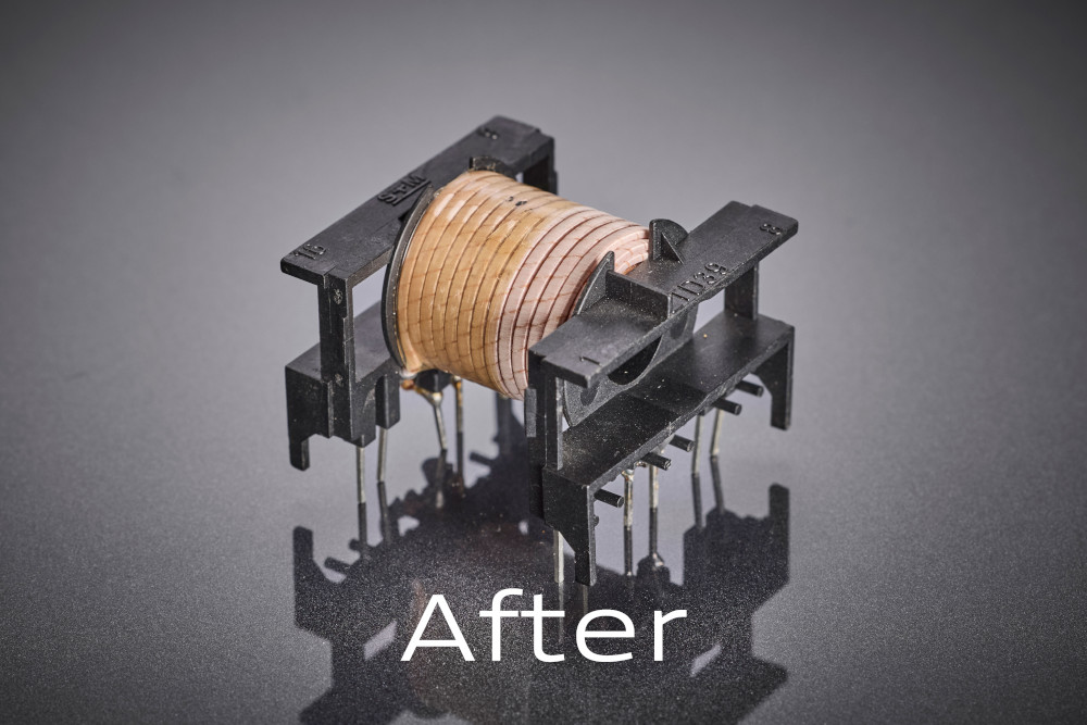 The optimized winding with HF litz wire significantly reduces skin and proximity effects, enabling a more compact and thermally stable transformer with higher efficiency and standard-compliant insulation.